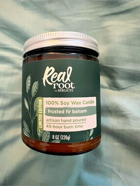 Real Root by Sprouts Frosted Fir Balsam 8 oz Soy Wax Candle